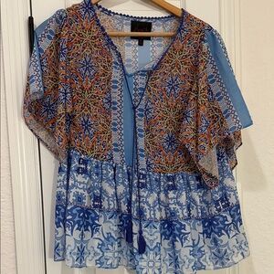 Sheer Colorful Patterned Blouse